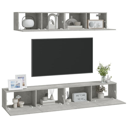 vidaXL Meuble TV 4 pcs Gris béton Aggloméré