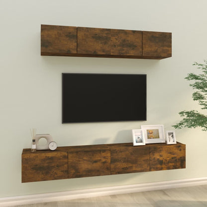 vidaXL Ensemble de 4 meubles TV en aggloméré chêne fumé