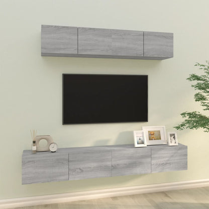 4-tlg. TV-Schrank-Set Grau Sonoma Holzwerkstoff