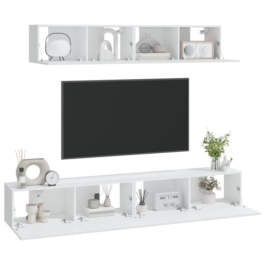 vidaXL Ensemble de 4 meubles TV Blanc Bois d'ingénierie