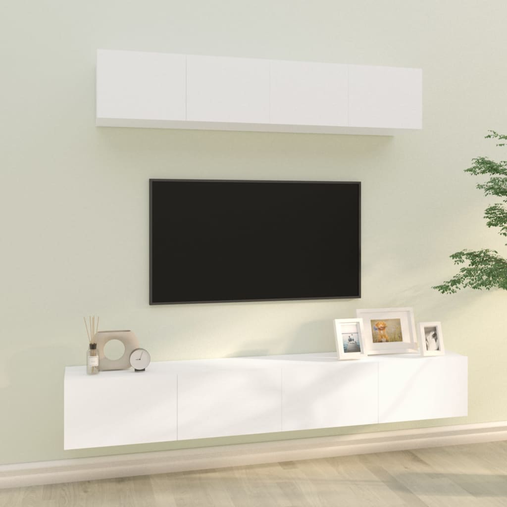 vidaXL Ensemble de 4 meubles TV Blanc Bois d'ingénierie