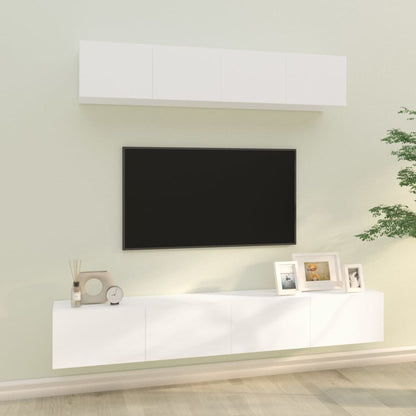 vidaXL Ensemble de 4 meubles TV Blanc Bois d'ingénierie
