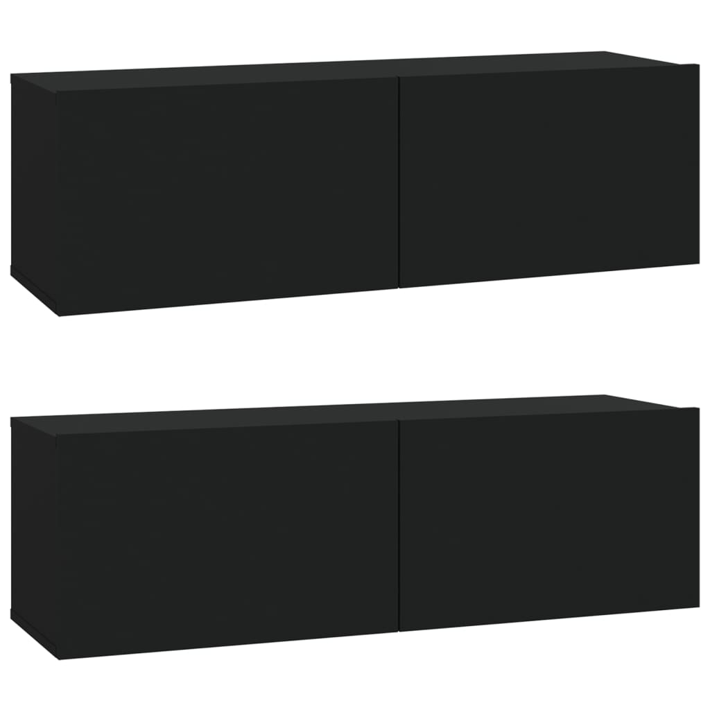 vidaXL 4-tlg. TV-Schrank-Set Schwarz Holzwerkstoff