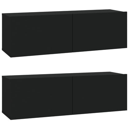 vidaXL 4-tlg. TV-Schrank-Set Schwarz Holzwerkstoff