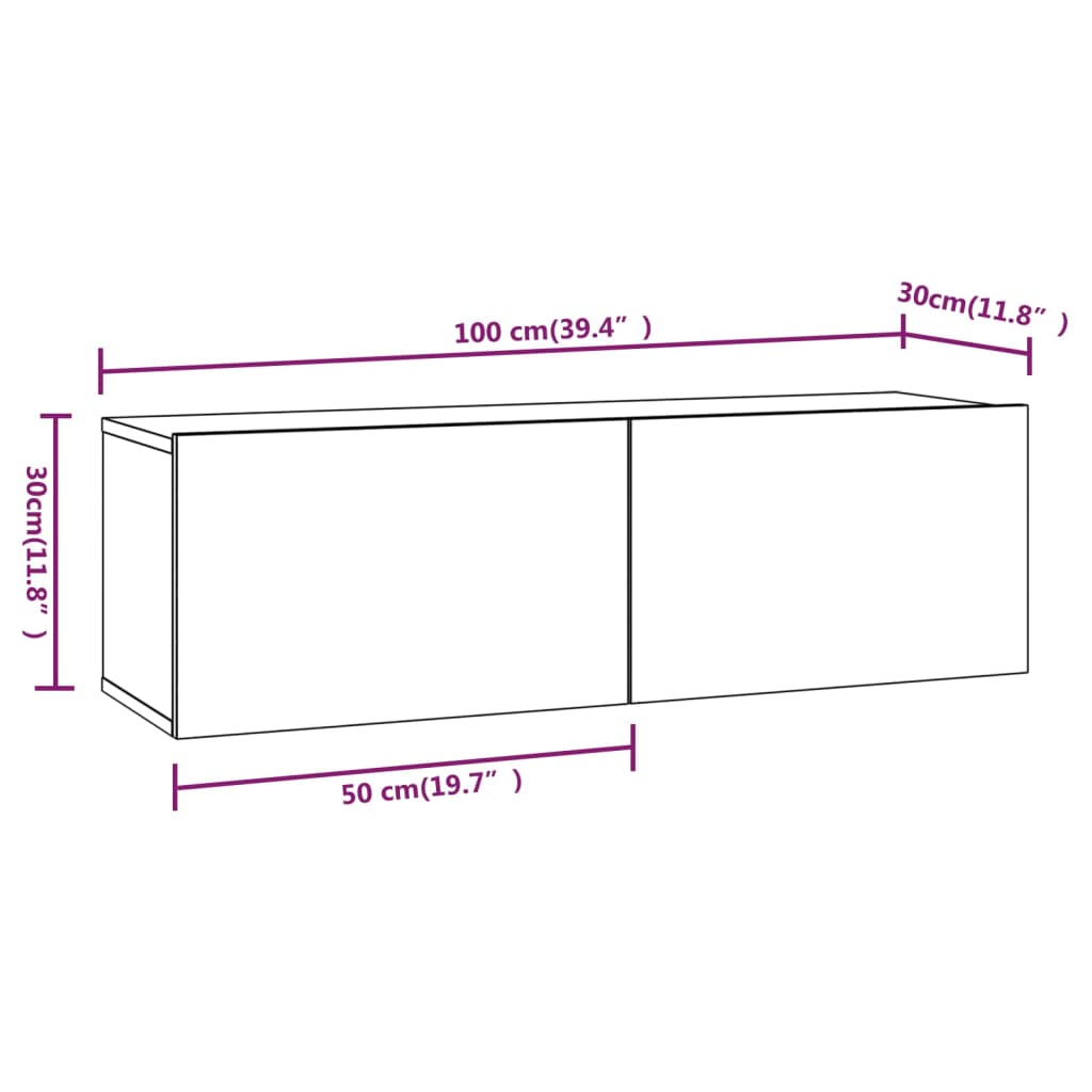 vidaXL 4-tlg. TV-Schrank-Set Schwarz Holzwerkstoff