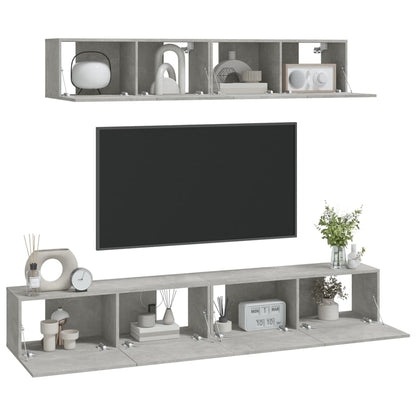 vidaXL Meuble TV 4 pcs Gris béton Aggloméré