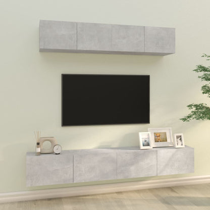 vidaXL Meuble TV 4 pcs Gris béton Aggloméré