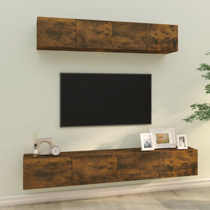 vidaXL Ensemble de 4 meubles TV en aggloméré chêne fumé