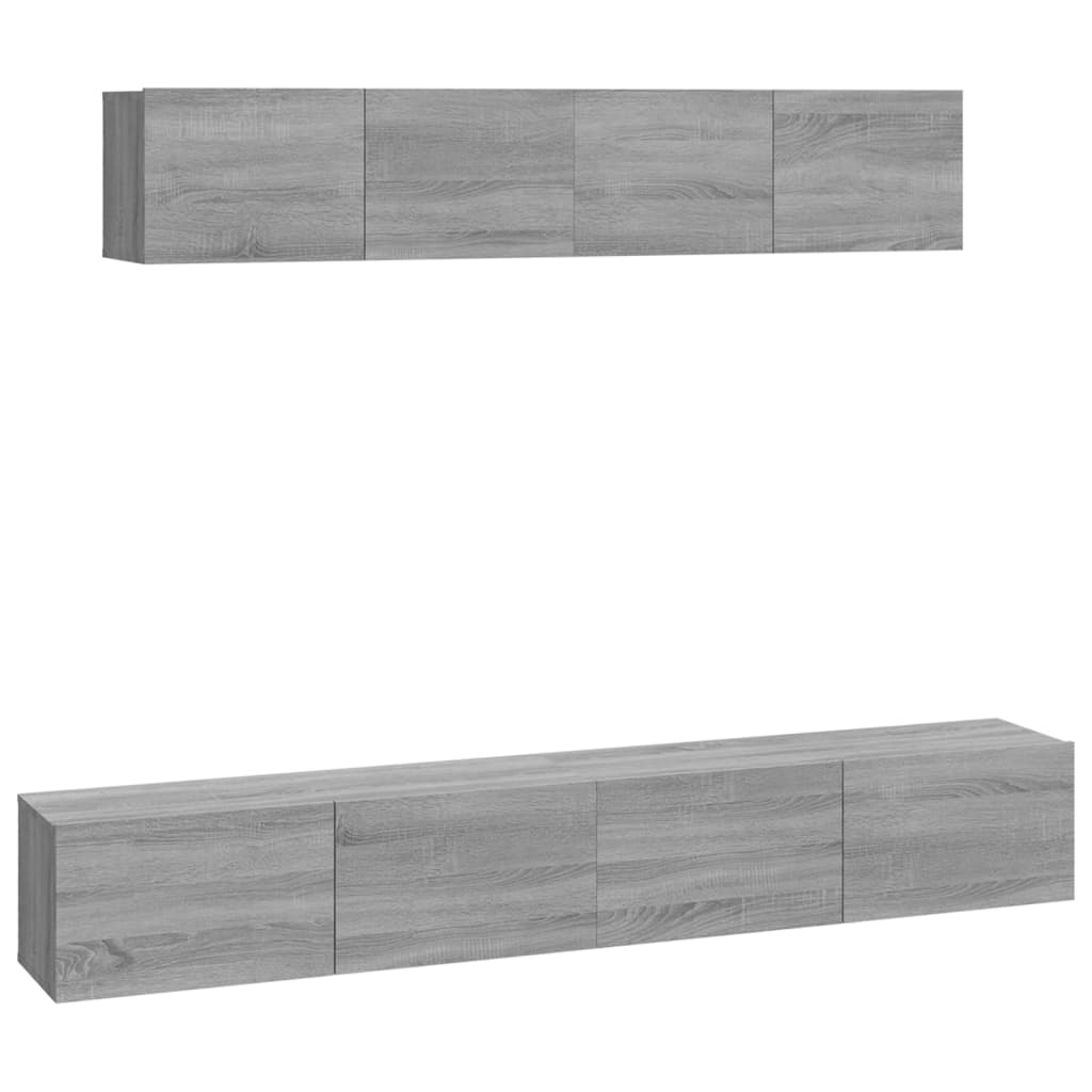 vidaXL Meuble TV, 4 pcs, Gris sonoma, Bois d'ingénierie