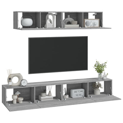 vidaXL Meuble TV, 4 pcs, Gris sonoma, Bois d'ingénierie