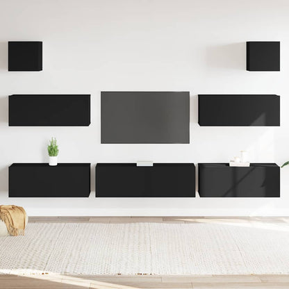 vidaXL Ensemble de 7 meubles TV noir en bois d'ingénierie