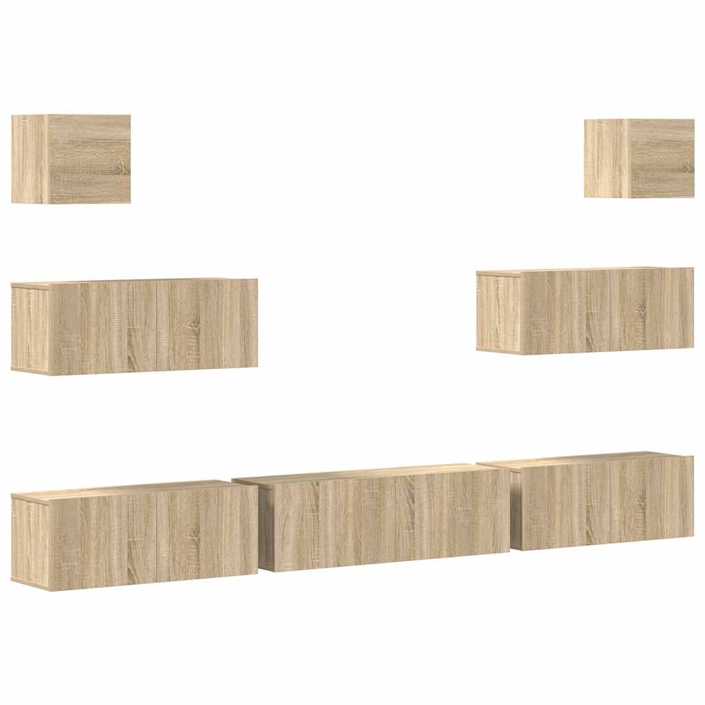 vidaXL 7-tlg. TV-Schrank-Set Sonoma-Eiche Holzwerkstoff