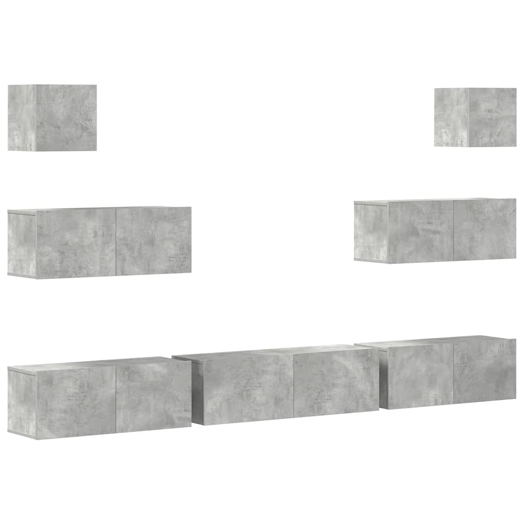 vidaXL Meuble TV 7 pcs Bois d'ingénierie Gris béton