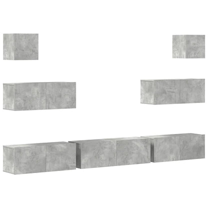 vidaXL Meuble TV 7 pcs Bois d'ingénierie Gris béton