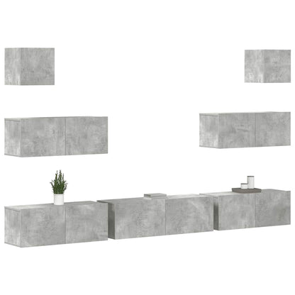 vidaXL Meuble TV 7 pcs Bois d'ingénierie Gris béton