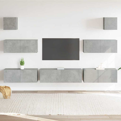 vidaXL Meuble TV 7 pcs Bois d'ingénierie Gris béton