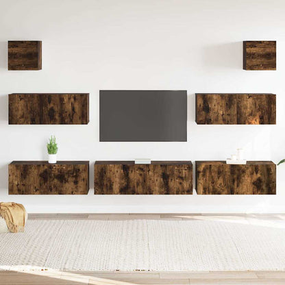 vidaXL Meuble TV, 7 pièces, chêne fumé, bois d'ingénierie