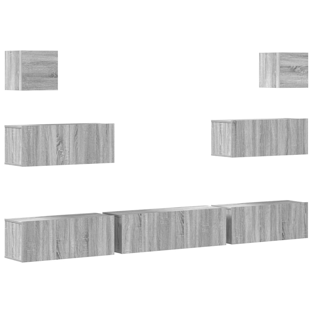 vidaXL Ensemble de meubles TV 7 pcs Aggloméré Gris Sonoma