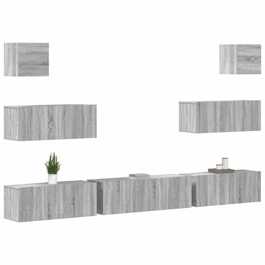 vidaXL Ensemble de meubles TV 7 pcs Aggloméré Gris Sonoma