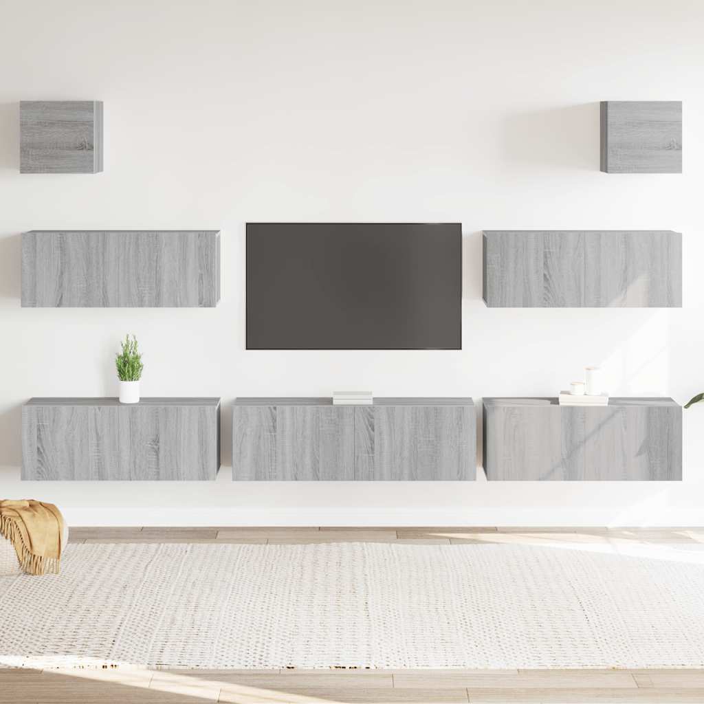 vidaXL Ensemble de meubles TV 7 pcs Aggloméré Gris Sonoma