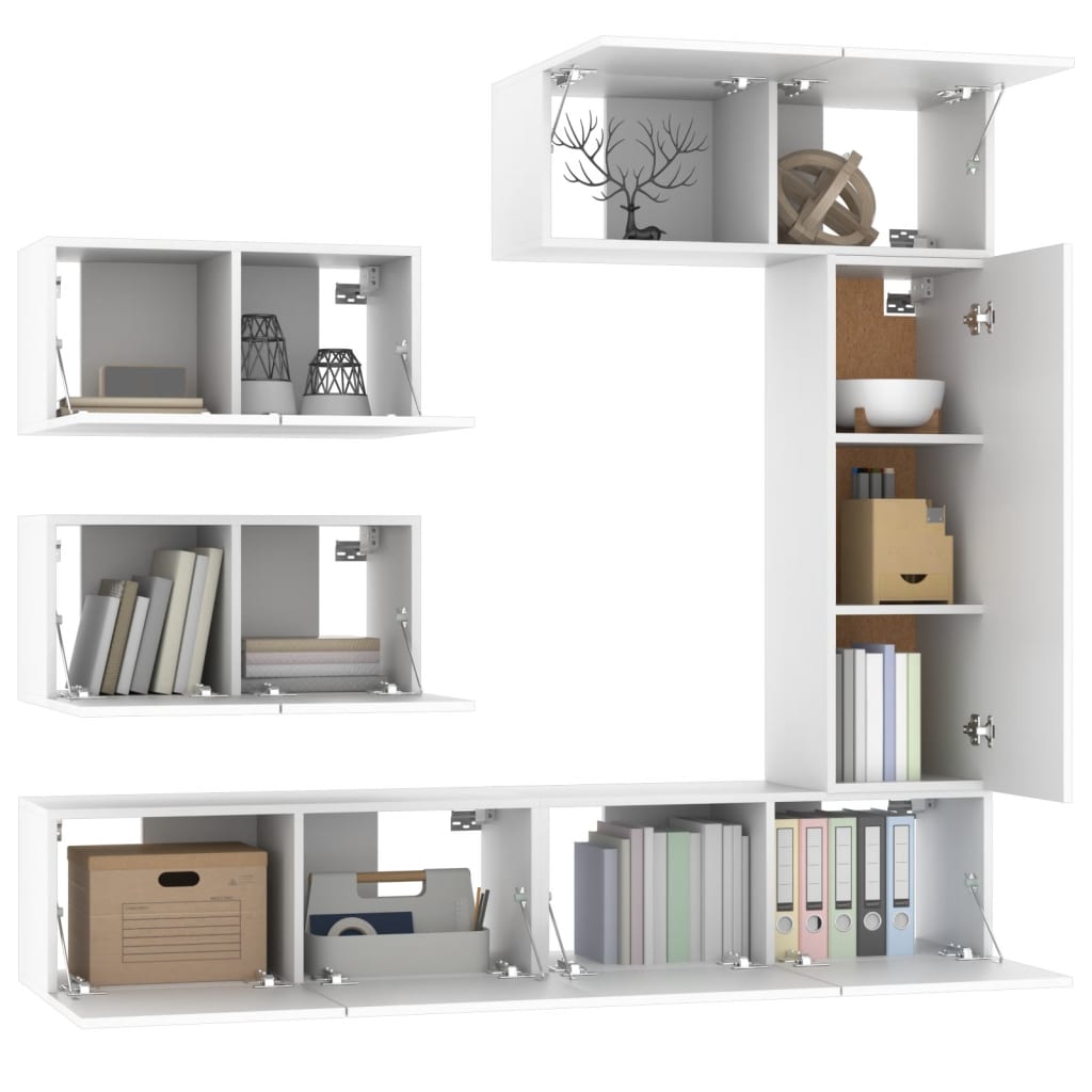 vidaXL Ensemble de 6 meubles TV blanc en bois d'ingénierie