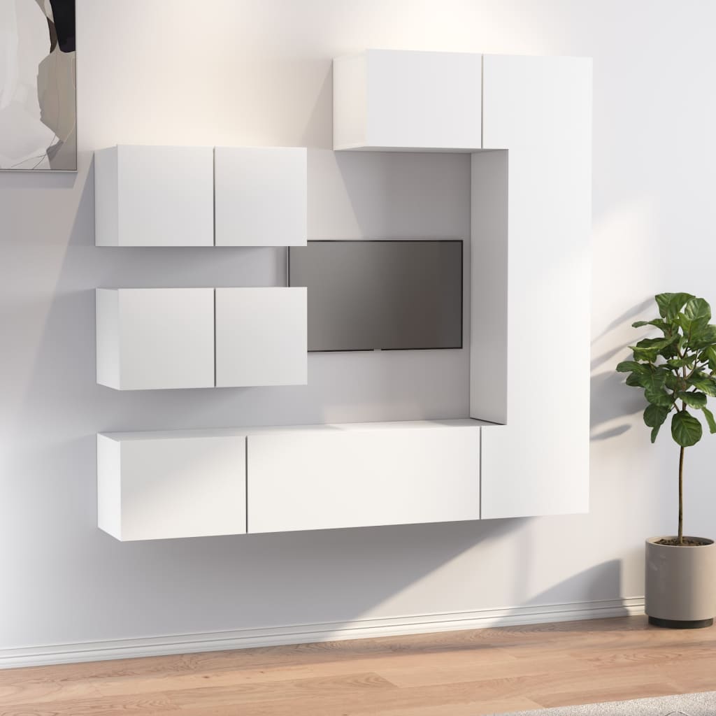 vidaXL Ensemble de 6 meubles TV blanc en bois d'ingénierie