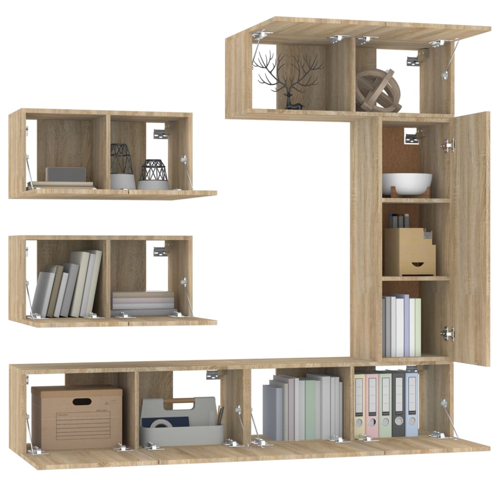 vidaXL Meuble TV 6 pièces Aggloméré Chêne Sonoma