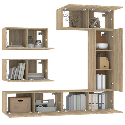 vidaXL Meuble TV 6 pièces Aggloméré Chêne Sonoma