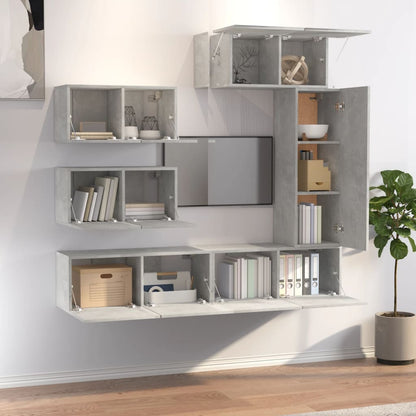 vidaXL Ensemble de 6 meubles TV gris béton, bois d'ingénierie