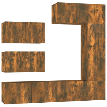 vidaXL 6-tlg. TV-Schrank-Set Räuchereiche Holzwerkstoff