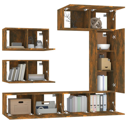vidaXL 6-tlg. TV-Schrank-Set Räuchereiche Holzwerkstoff