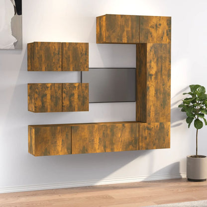 vidaXL 6-tlg. TV-Schrank-Set Räuchereiche Holzwerkstoff