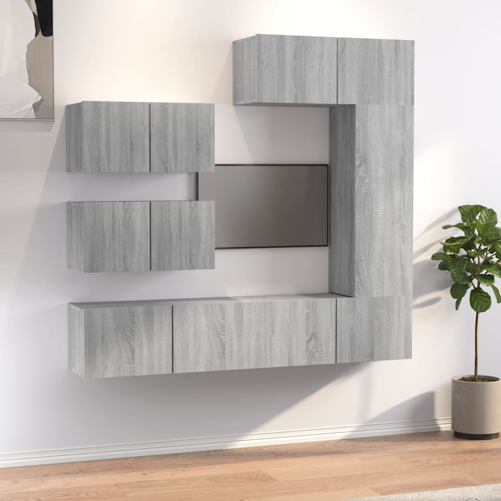 vidaXL Meuble TV, 6 pcs, gris Sonoma, aggloméré