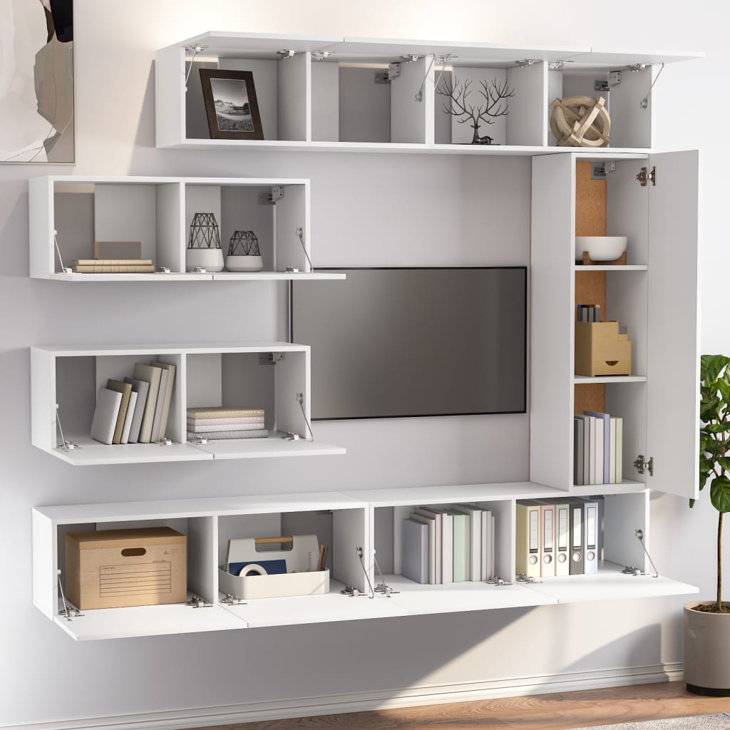 vidaXL Ensemble de 7 meubles TV blanc en bois d'ingénierie