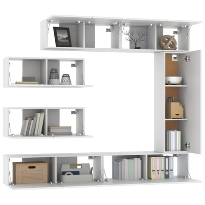 vidaXL Ensemble de 7 meubles TV blanc en bois d'ingénierie