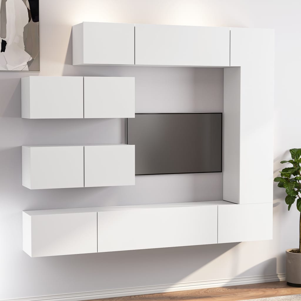 vidaXL Ensemble de 7 meubles TV blanc en bois d'ingénierie