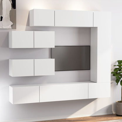 vidaXL Ensemble de 7 meubles TV blanc en bois d'ingénierie
