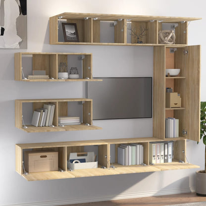 vidaXL 7-tlg. TV-Schrank-Set Sonoma-Eiche Holzwerkstoff