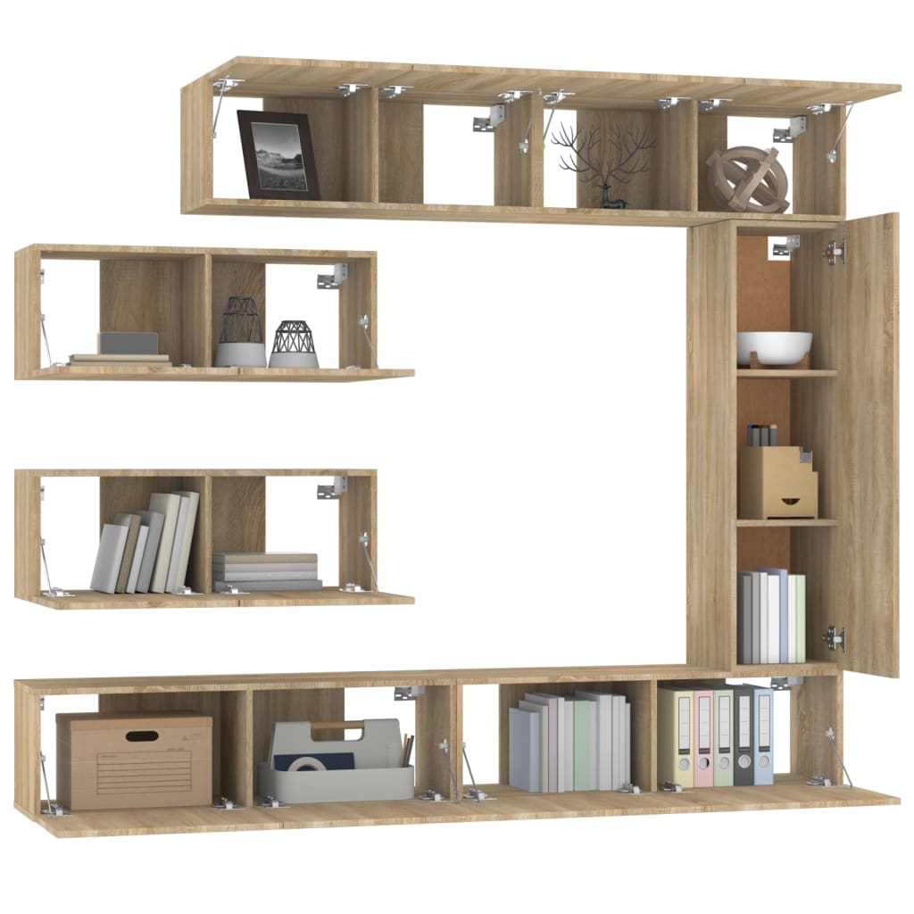 vidaXL 7-tlg. TV-Schrank-Set Sonoma-Eiche Holzwerkstoff