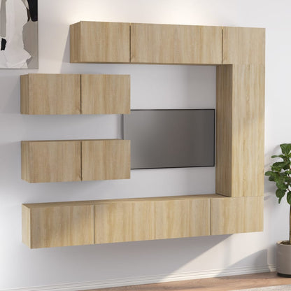 vidaXL 7-tlg. TV-Schrank-Set Sonoma-Eiche Holzwerkstoff