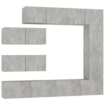 vidaXL Meuble TV 7 pièces gris béton bois d'ingénierie