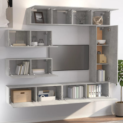 vidaXL Meuble TV 7 pièces gris béton bois d'ingénierie