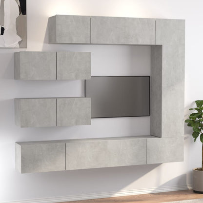 vidaXL Meuble TV 7 pièces gris béton bois d'ingénierie