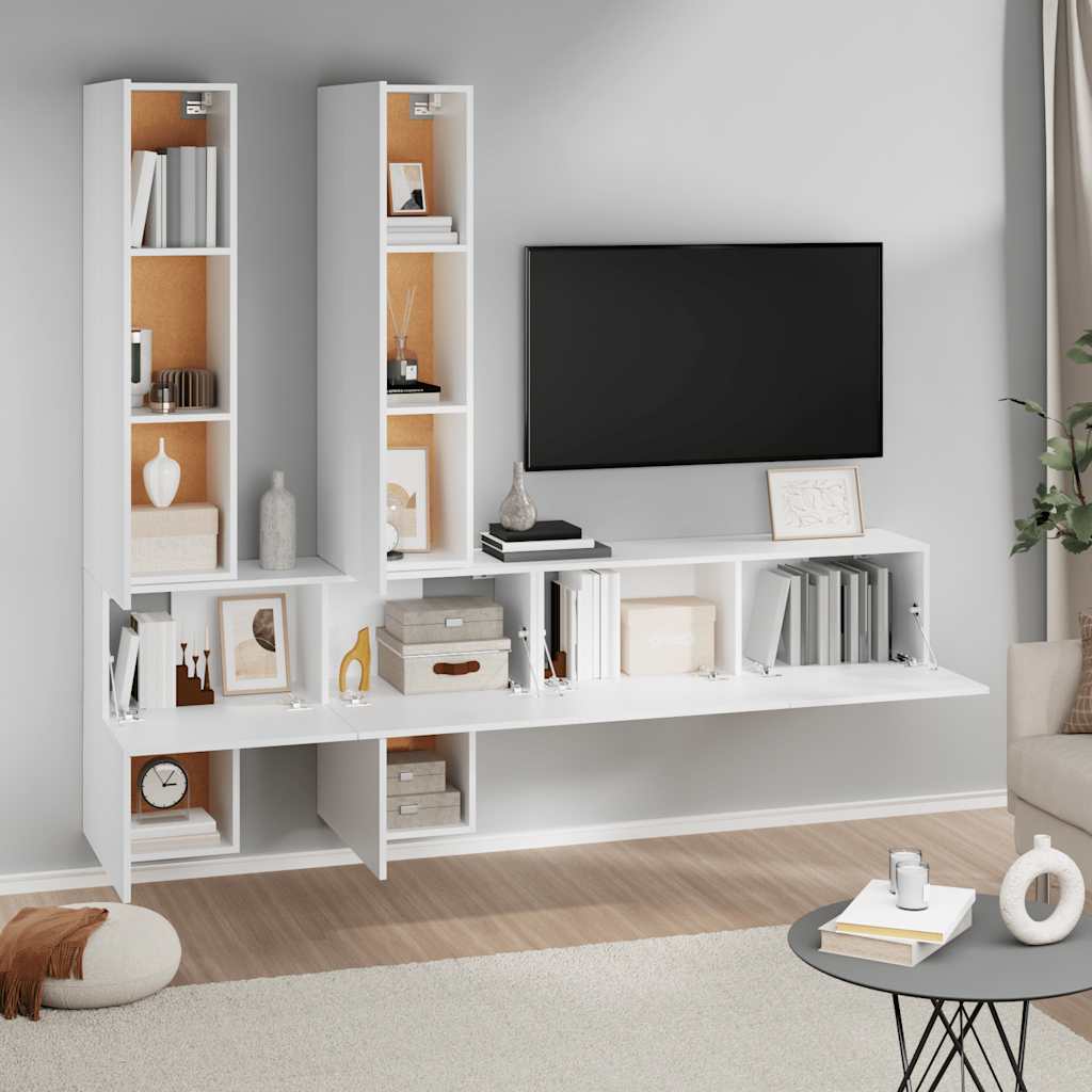 Meuble TV mural vidaXL Blanc Bois d'ingénierie