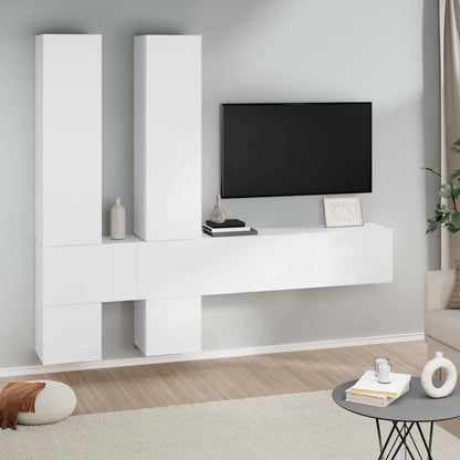 Meuble TV mural vidaXL Blanc Bois d'ingénierie