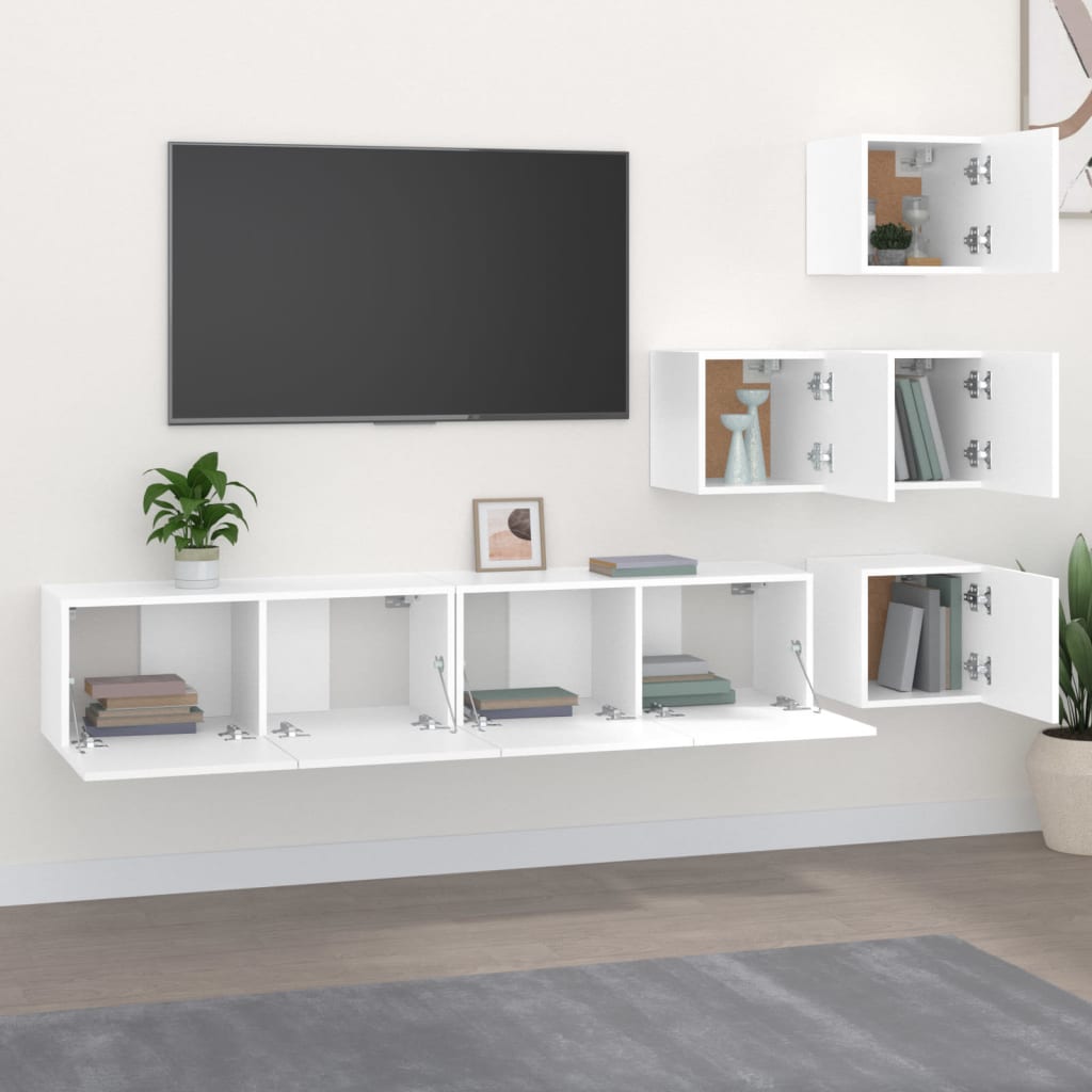 Meuble TV mural vidaXL Blanc Bois d'ingénierie
