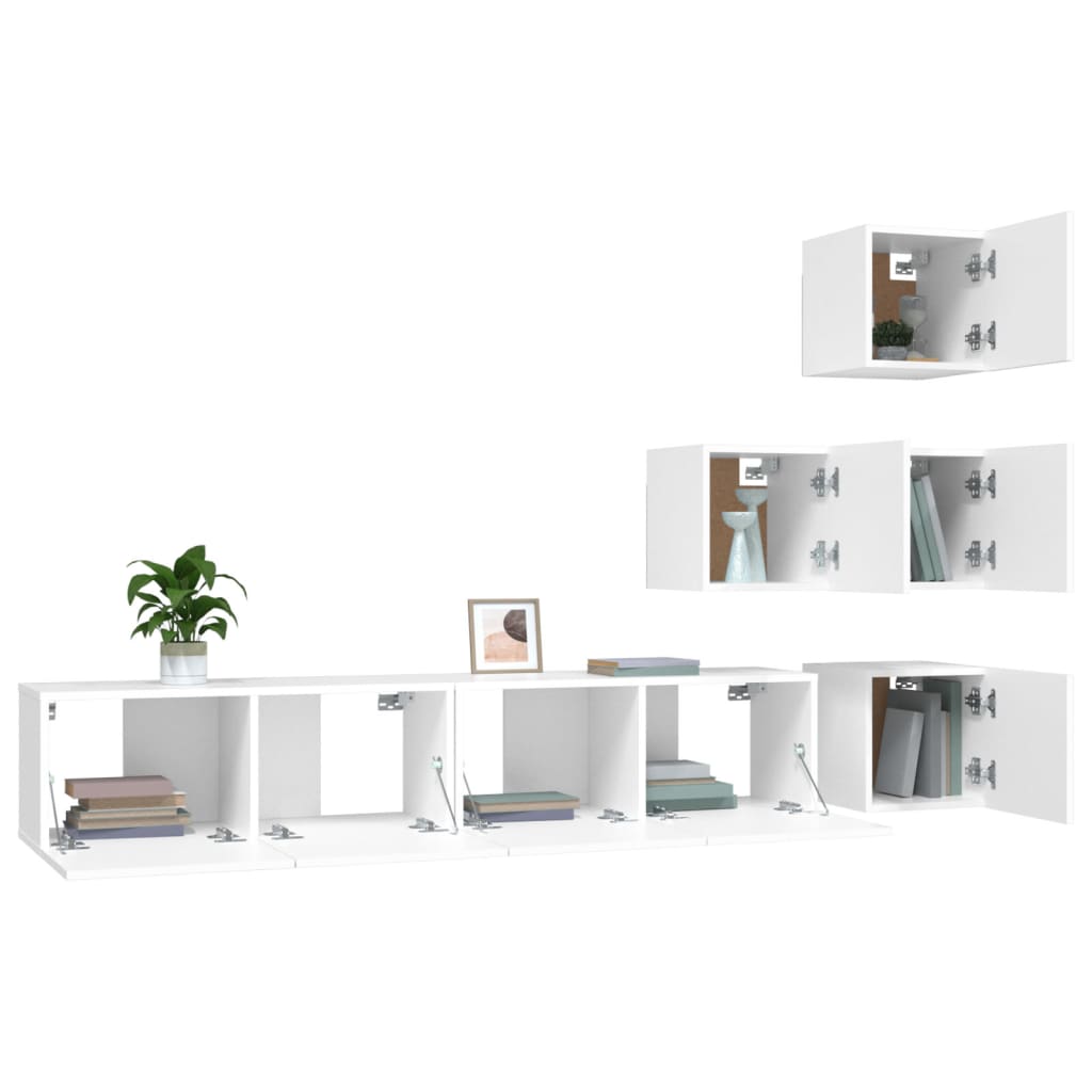 Meuble TV mural vidaXL Blanc Bois d'ingénierie