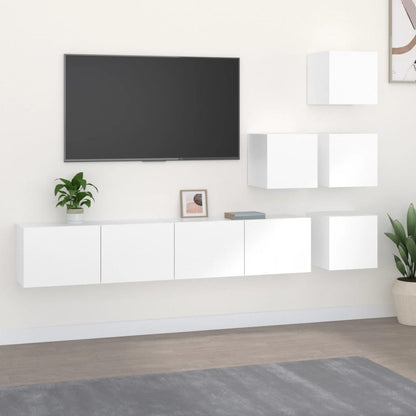 Meuble TV mural vidaXL Blanc Bois d'ingénierie
