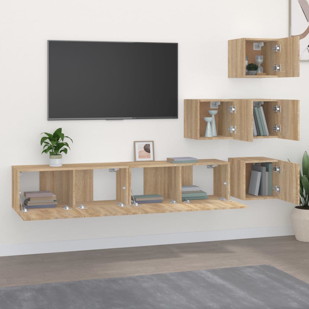 Meuble TV mural vidaXL chêne Sonoma en bois d'ingénierie