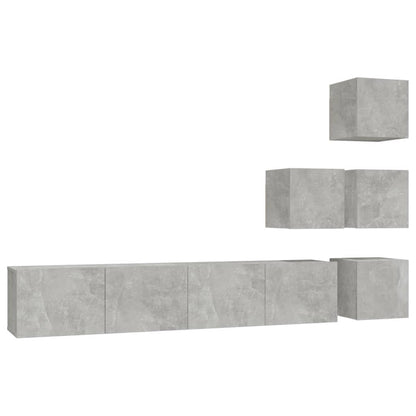 vidaXL Meuble TV mural gris béton en bois d'ingénierie